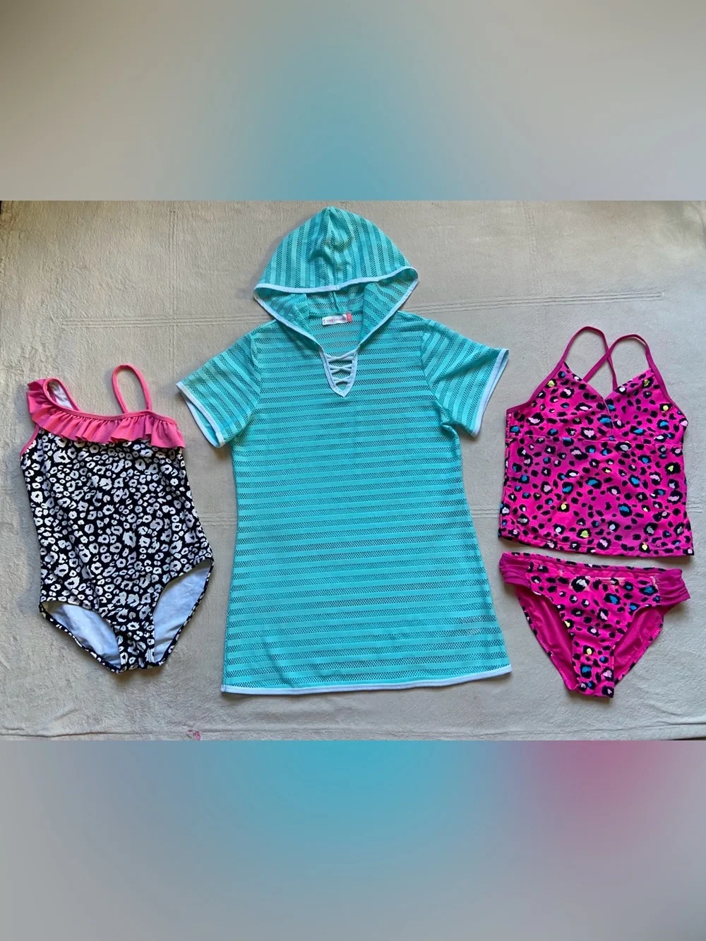 Children’s Place, Xhilaration, Free Country Girls Lot Swimsuits & Coverup 10/12